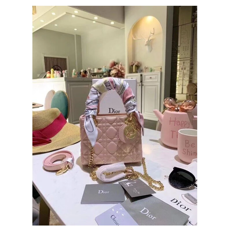 Shop shoulder bags The bag m Christian Dior Mini Lady Dior Bag Pink Cannage Lambskin