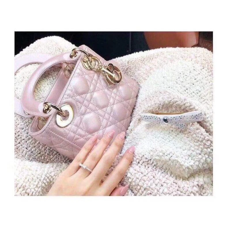 Shop shoulder bags The bag m Christian Dior Mini Lady Dior Bag Pink Cannage Lambskin