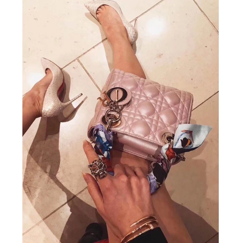 Shop shoulder bags The bag m Christian Dior Mini Lady Dior Bag Pink Cannage Lambskin