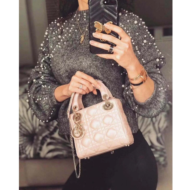 Shop shoulder bags The bag m Christian Dior Mini Lady Dior Bag Pink Cannage Lambskin