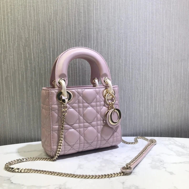 Shop shoulder bags The bag m Christian Dior Mini Lady Dior Bag Pink Cannage Lambskin