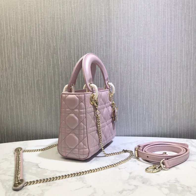 Shop shoulder bags The bag m Christian Dior Mini Lady Dior Bag Pink Cannage Lambskin