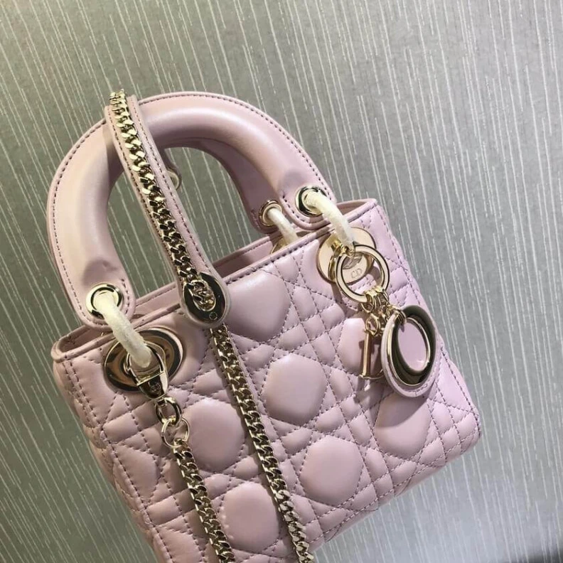Shop shoulder bags The bag m Christian Dior Mini Lady Dior Bag Pink Cannage Lambskin