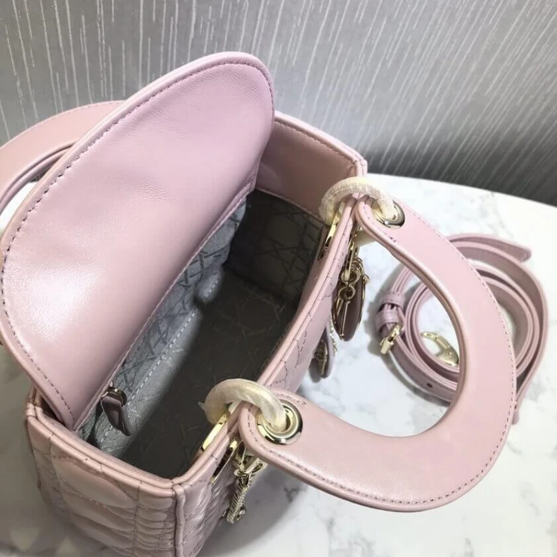Shop shoulder bags The bag m Christian Dior Mini Lady Dior Bag Pink Cannage Lambskin