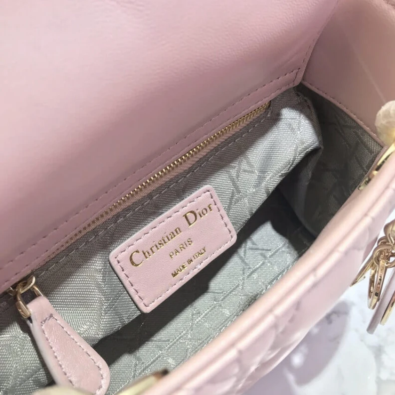 Shop shoulder bags The bag m Christian Dior Mini Lady Dior Bag Pink Cannage Lambskin