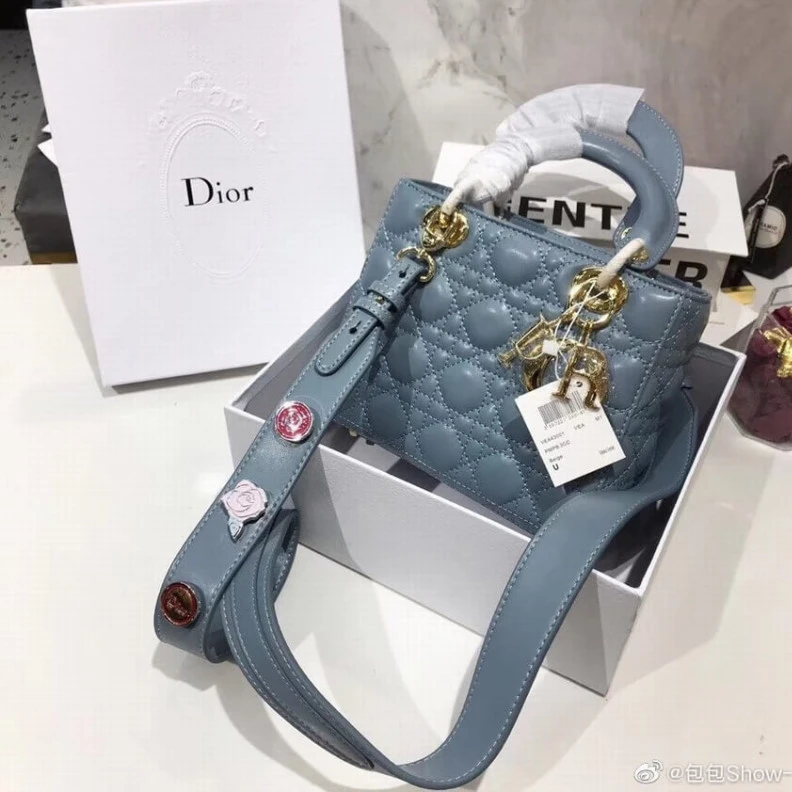 The Lady D Christian Dior My Lady Dior Bag Blue Cannage Lambskin
