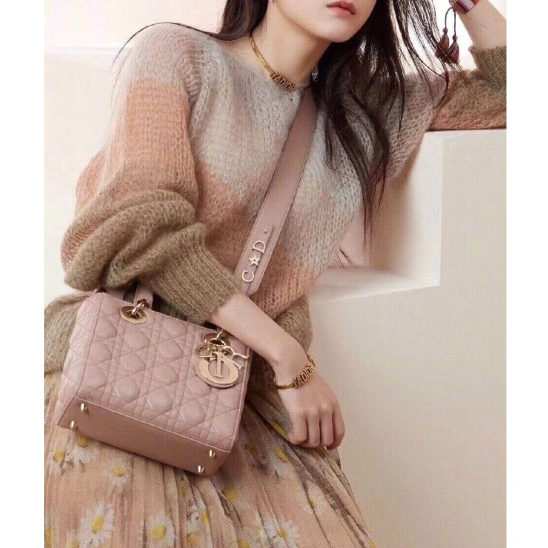 Shop shoulder bags The Lady D Christian Dior My Lady Dior Bag Blush Cannage Lambskin
