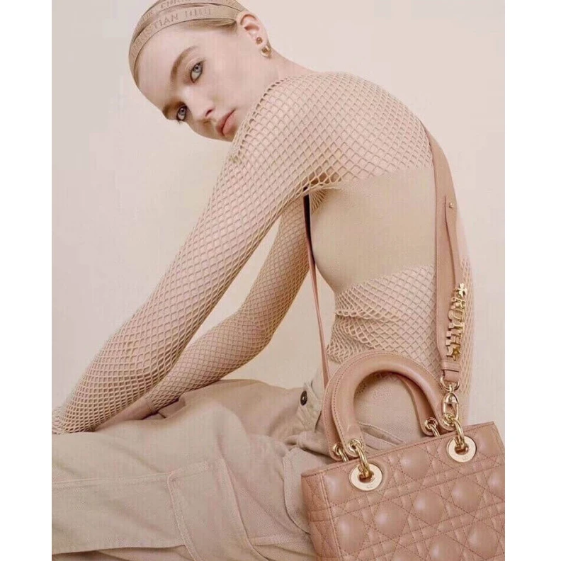 Shop shoulder bags The Lady D Christian Dior My Lady Dior Bag Blush Cannage Lambskin