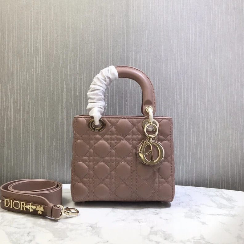 Shop shoulder bags The Lady D Christian Dior My Lady Dior Bag Blush Cannage Lambskin