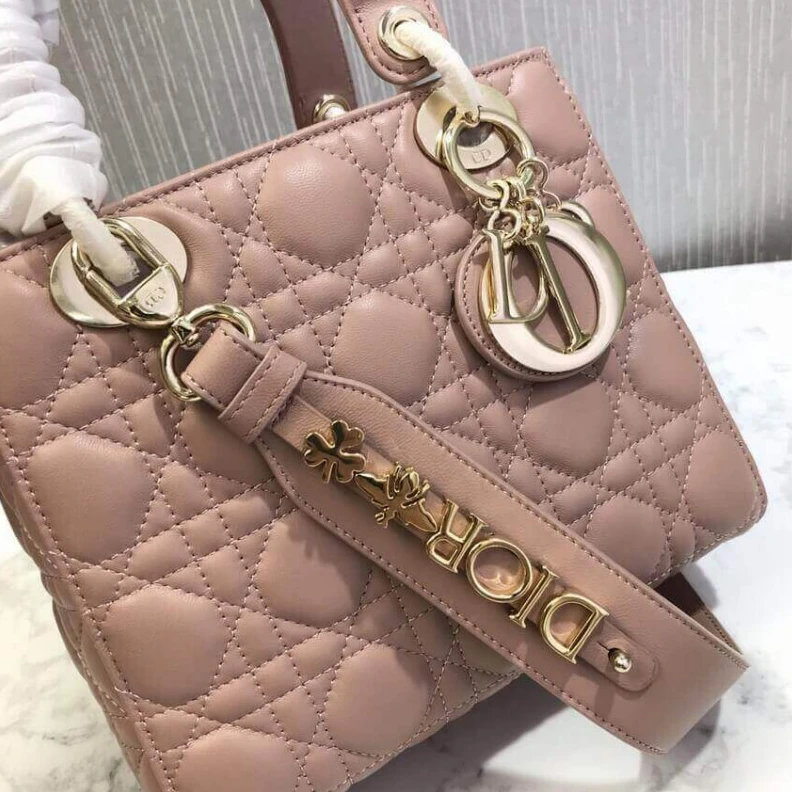 Shop shoulder bags The Lady D Christian Dior My Lady Dior Bag Blush Cannage Lambskin