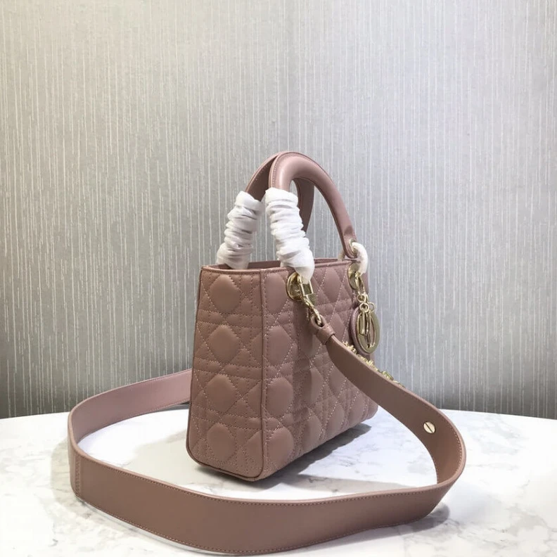 Shop shoulder bags The Lady D Christian Dior My Lady Dior Bag Blush Cannage Lambskin