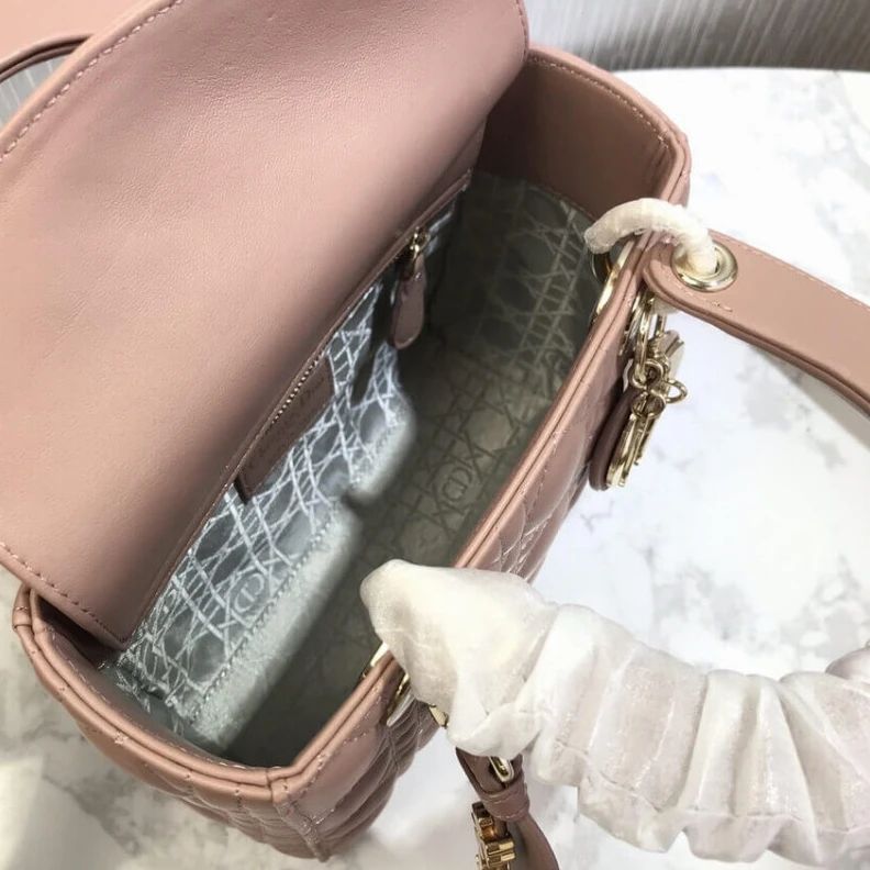 Shop shoulder bags The Lady D Christian Dior My Lady Dior Bag Blush Cannage Lambskin