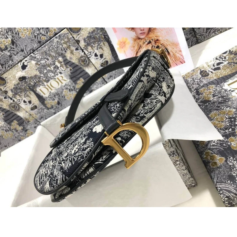 High quality replica bags Maria Graz Christian Dior Saddle Bag Blue Toile de Jouy Reverse Jacquard