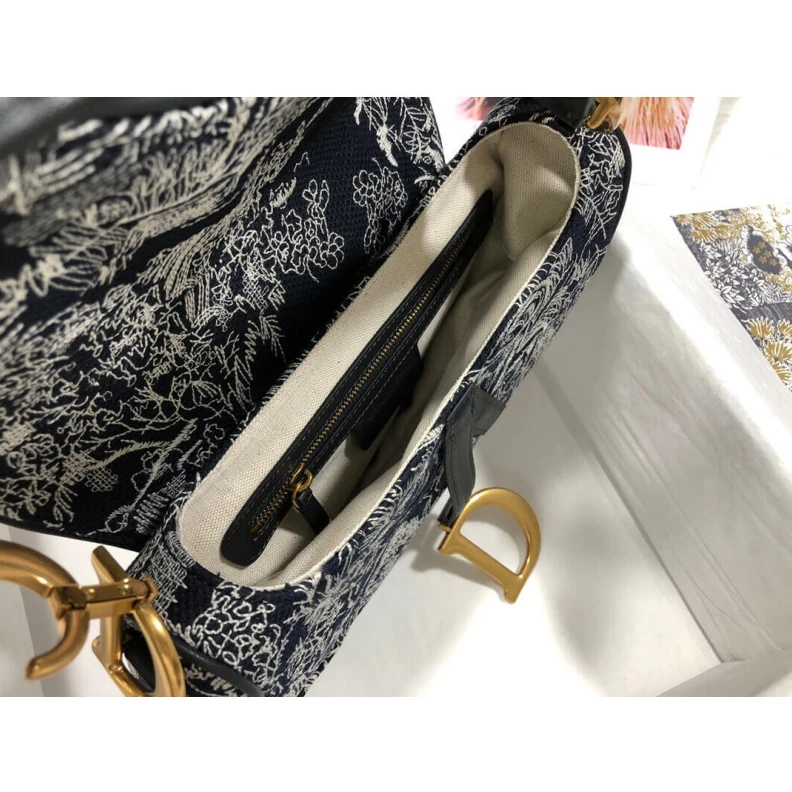 High quality replica bags Maria Graz Christian Dior Saddle Bag Blue Toile de Jouy Reverse Jacquard
