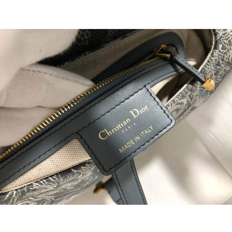 Replica bag Interior Christian Dior Saddle Bag Grey Toile de Jouy Reverse Jacquard