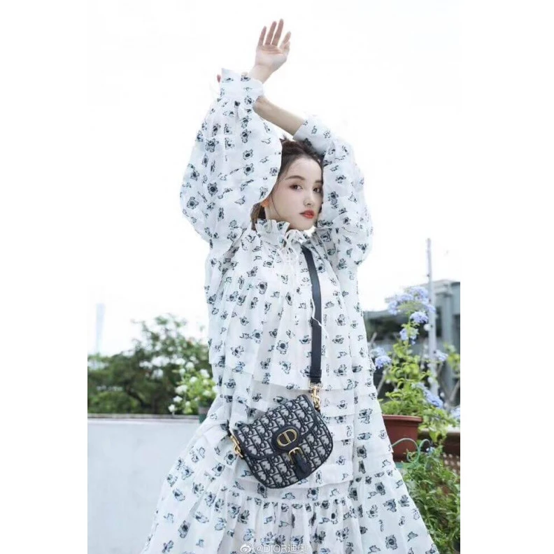 Top lv Adjustabl Christian Dior Small Bobby Bag Blue Oblique Jacquard