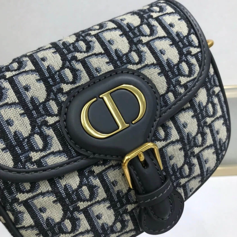 Top lv Adjustabl Christian Dior Small Bobby Bag Blue Oblique Jacquard