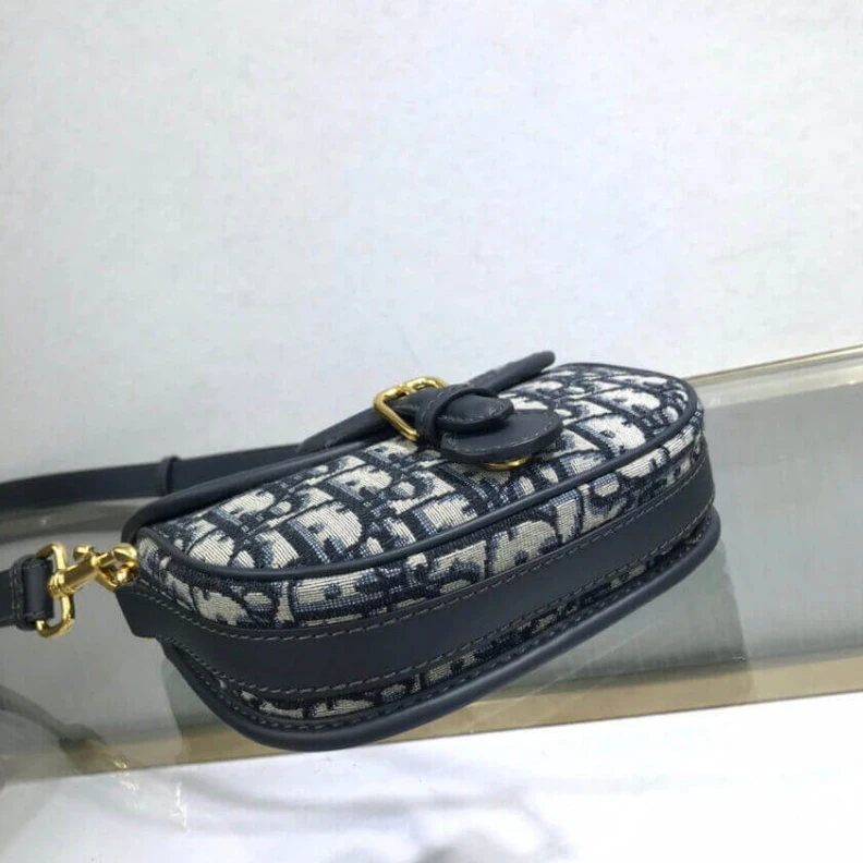 Top lv Adjustabl Christian Dior Small Bobby Bag Blue Oblique Jacquard