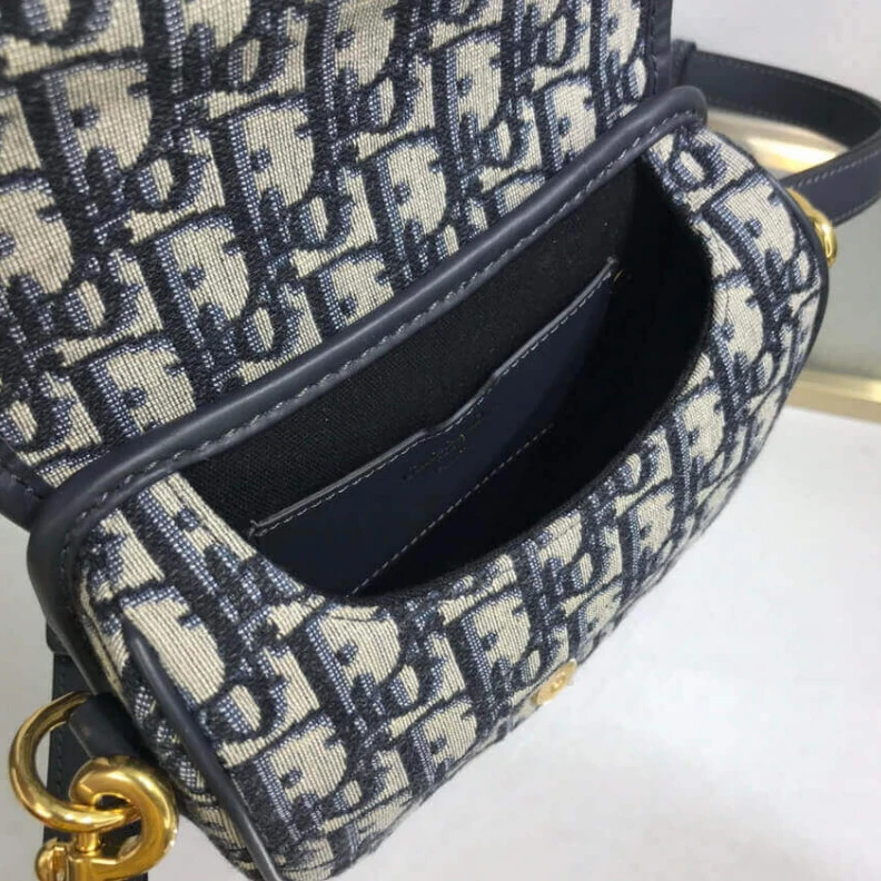 Top lv Adjustabl Christian Dior Small Bobby Bag Blue Oblique Jacquard
