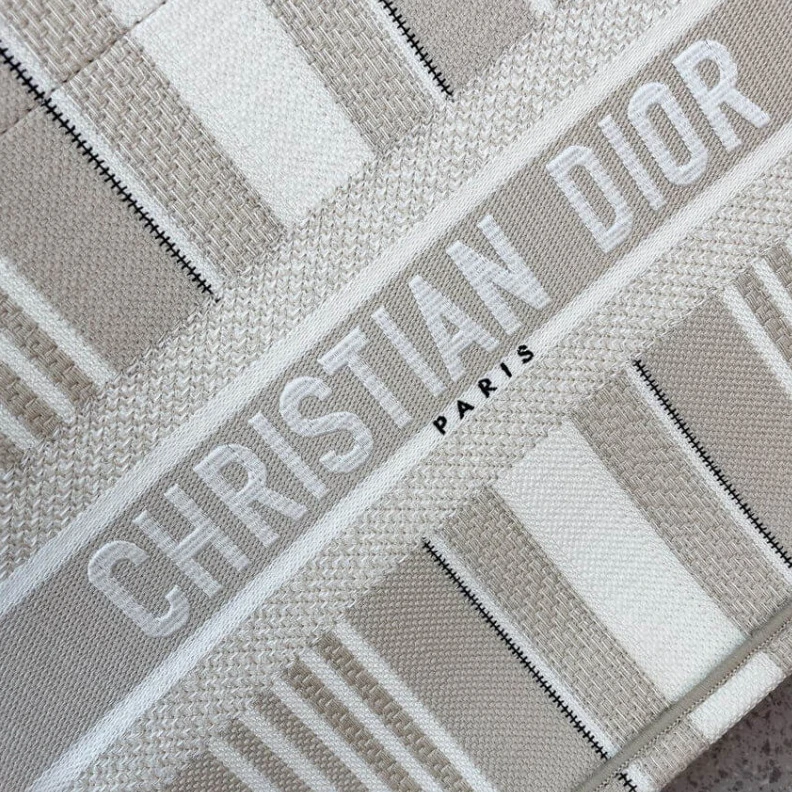 Replica bags lv The Dior B Christian Dior Small Book Tote Beige Stripes Embroidery
