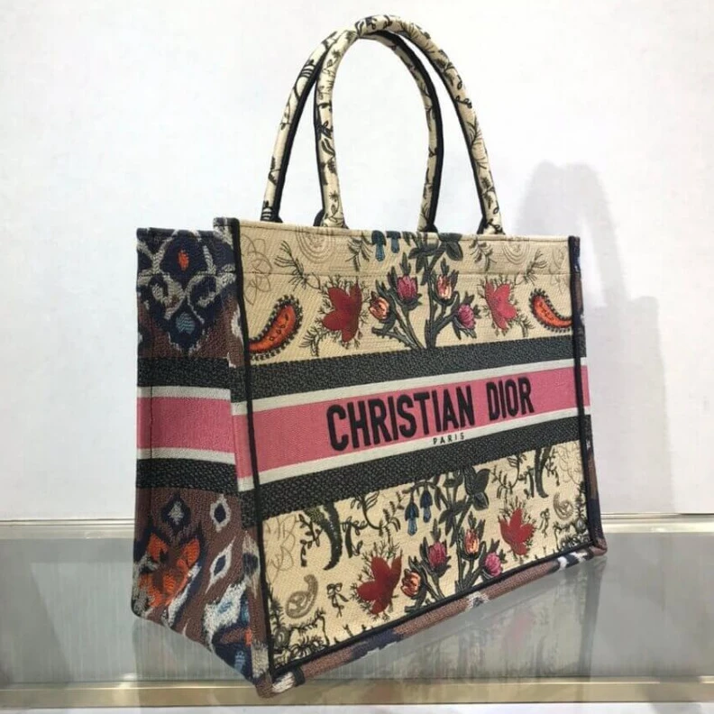 Replica bags The Dior B Christian Dior Small Book Tote Broderie Flowers Multicolore