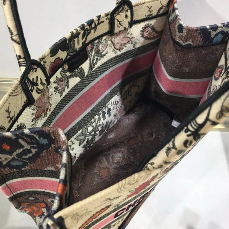 Replica bags The Dior B Christian Dior Small Book Tote Broderie Flowers Multicolore