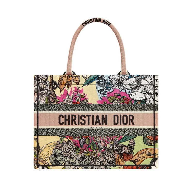 'Christia Christian Dior Small Book Tote Multicolor Cœur EN Fleurs Embroidery