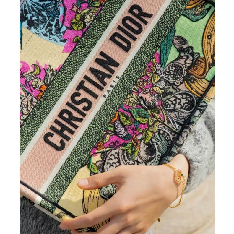 Replica ysl bags 'Christia Christian Dior Small Book Tote Multicolor Cœur EN Fleurs Embroidery