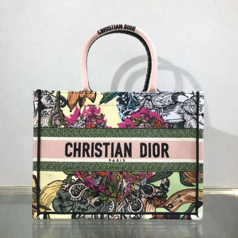 Replica ysl bags 'Christia Christian Dior Small Book Tote Multicolor Cœur EN Fleurs Embroidery
