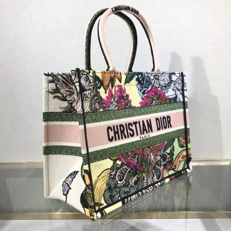 Replica ysl bags 'Christia Christian Dior Small Book Tote Multicolor Cœur EN Fleurs Embroidery