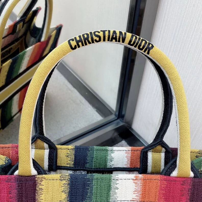 Lv belts replica The Dior B Christian Dior Small Book Tote Multicolor D-Stripes Embroidery