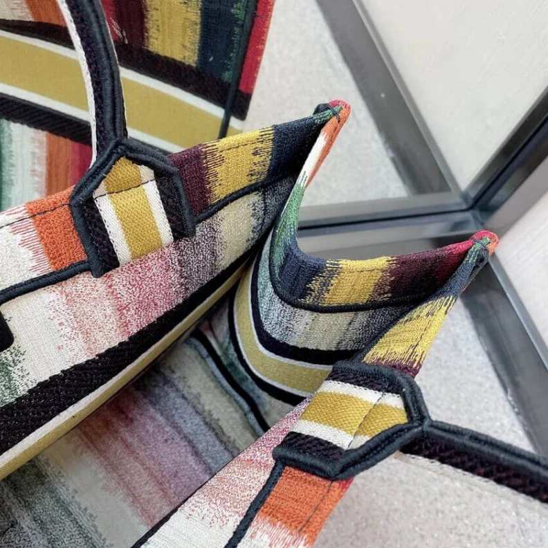 Lv belts replica The Dior B Christian Dior Small Book Tote Multicolor D-Stripes Embroidery