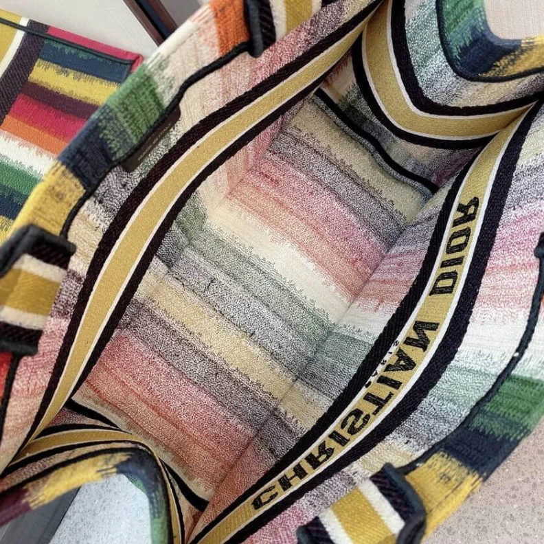Lv belts replica The Dior B Christian Dior Small Book Tote Multicolor D-Stripes Embroidery