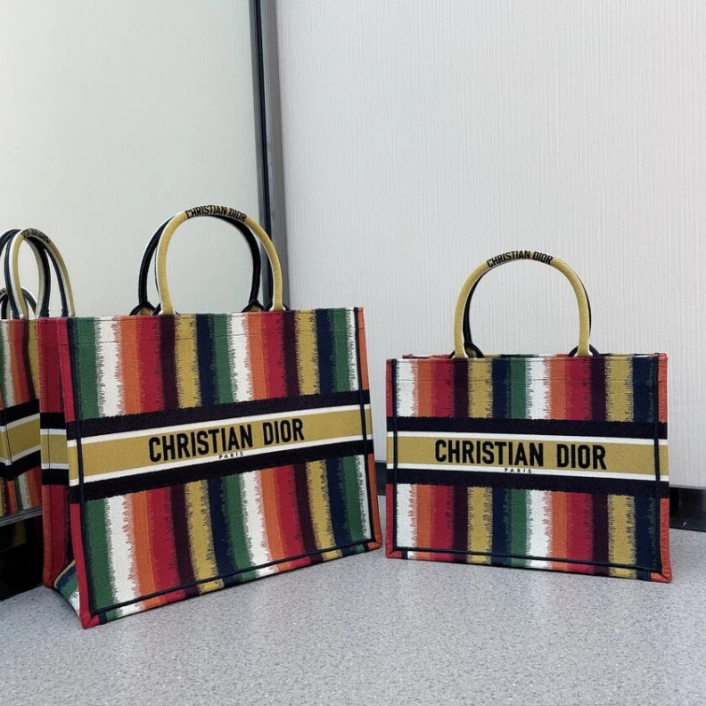 Lv belts replica The Dior B Christian Dior Small Book Tote Multicolor D-Stripes Embroidery