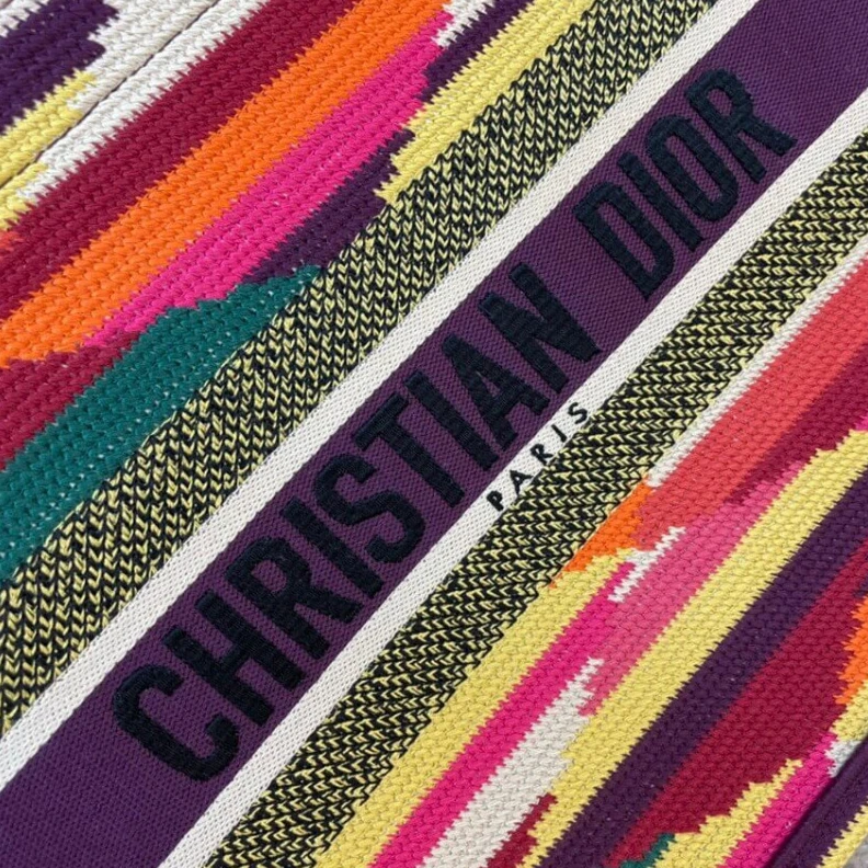 Top lv 'Christia Christian Dior Small Book Tote Multicolor Patchwork Embroidery