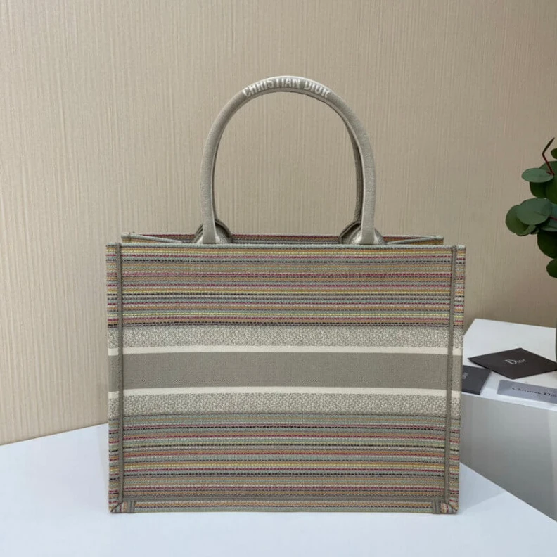 Replica ysl bags Can be ca Christian Dior Small Book Tote Multicolor Stripes Embroidery
