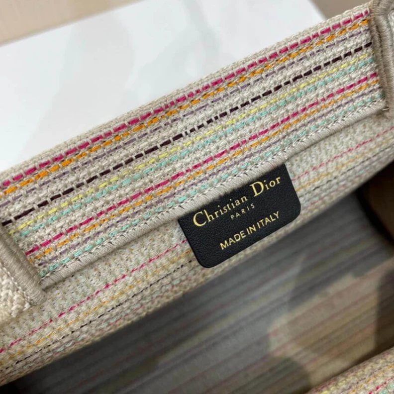 Replica ysl bags Can be ca Christian Dior Small Book Tote Multicolor Stripes Embroidery