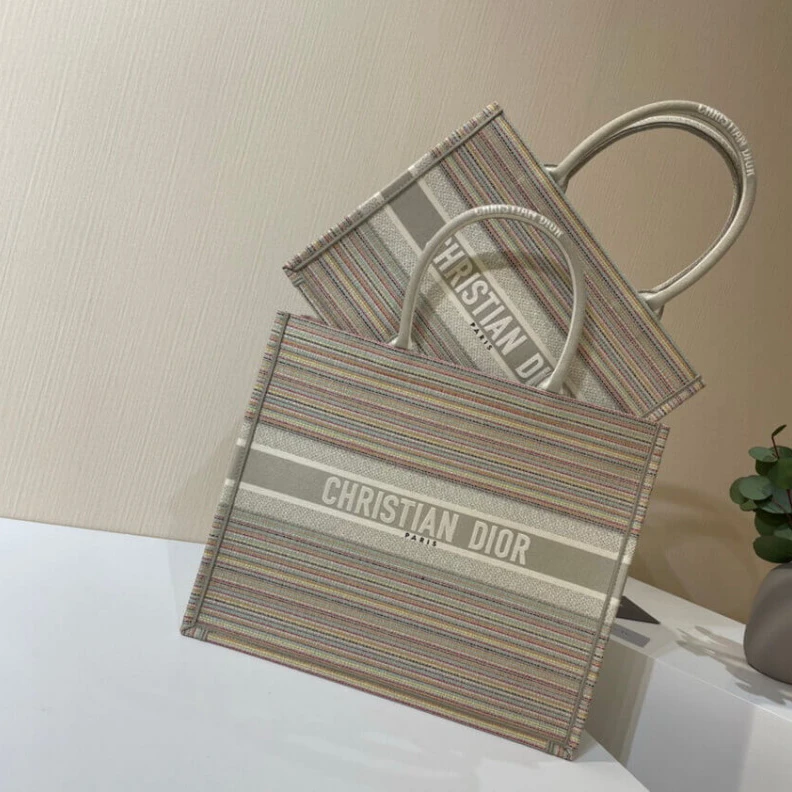 Replica ysl bags Can be ca Christian Dior Small Book Tote Multicolor Stripes Embroidery