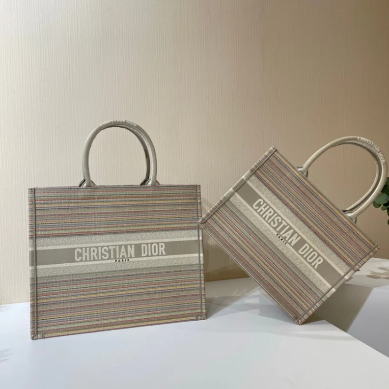 Replica ysl bags Can be ca Christian Dior Small Book Tote Multicolor Stripes Embroidery