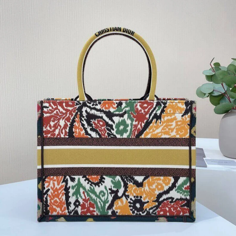 Replica bags Can be ca Christian Dior Small Book Tote Yellow Multicolor Dior Paisley Embroidery