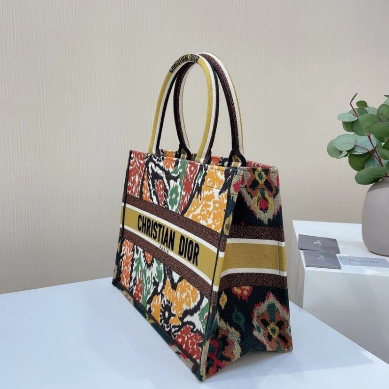 Replica bags Can be ca Christian Dior Small Book Tote Yellow Multicolor Dior Paisley Embroidery