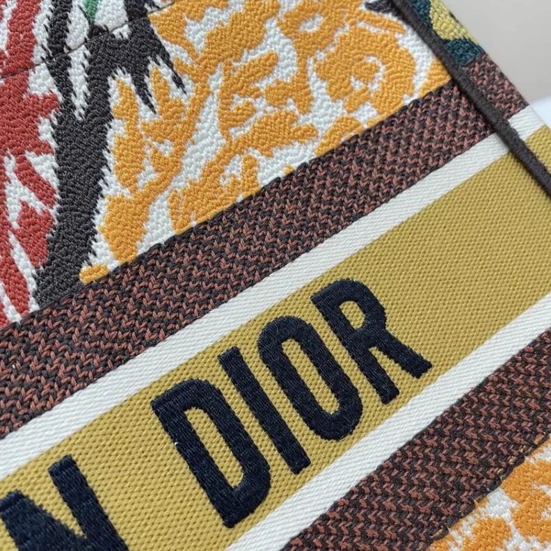 Replica bags Can be ca Christian Dior Small Book Tote Yellow Multicolor Dior Paisley Embroidery