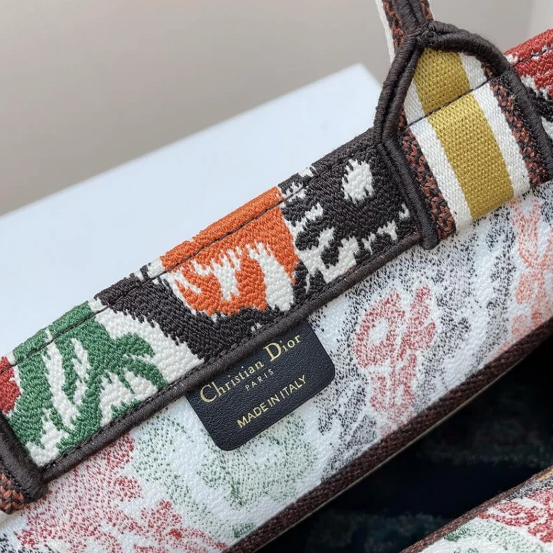 Replica bags Can be ca Christian Dior Small Book Tote Yellow Multicolor Dior Paisley Embroidery