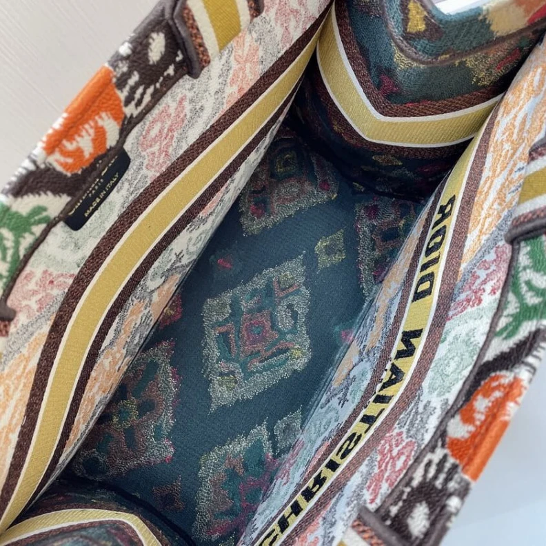 Replica bags Can be ca Christian Dior Small Book Tote Yellow Multicolor Dior Paisley Embroidery
