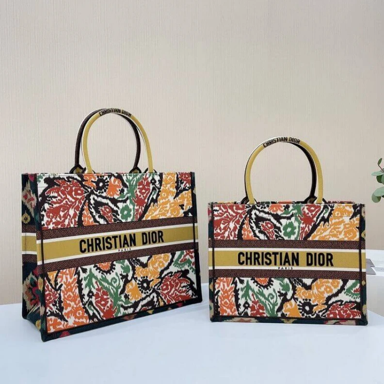 Replica bags Can be ca Christian Dior Small Book Tote Yellow Multicolor Dior Paisley Embroidery