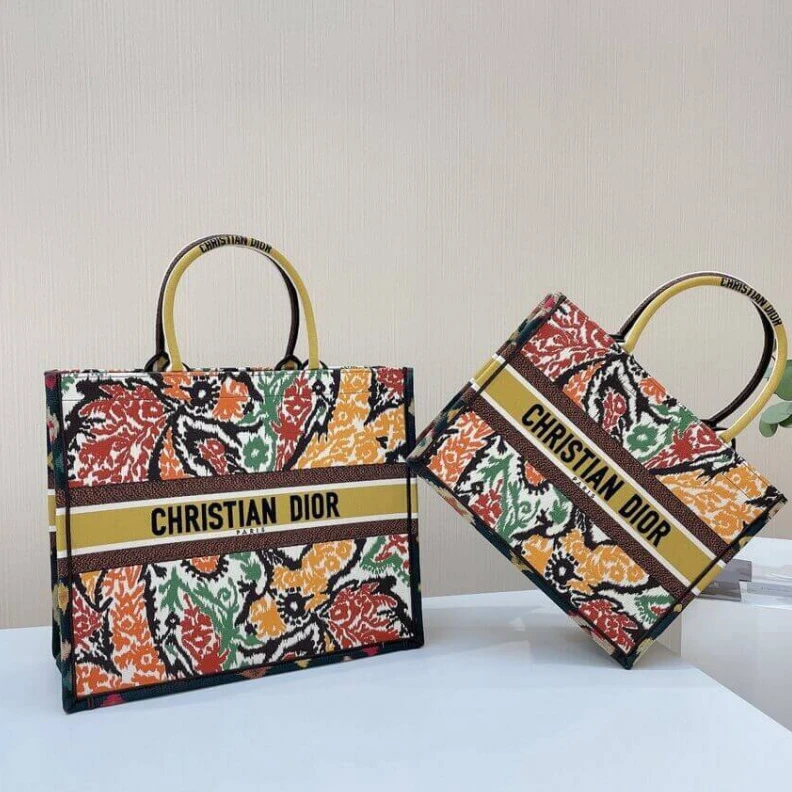 Replica bags Can be ca Christian Dior Small Book Tote Yellow Multicolor Dior Paisley Embroidery