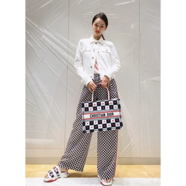 High quality replica bags Black, Wh Christian Dior Small Dioramour Book Tote D-Chess Heart Embroidery