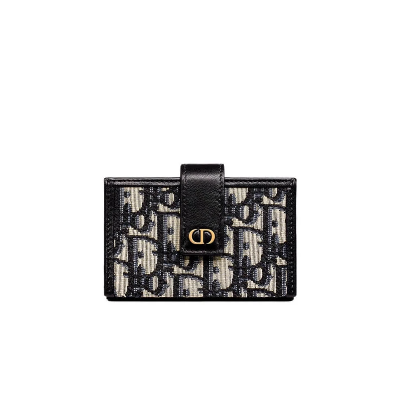 The 30 Mon Dior 30 Montaigne 5-Gusset Card Holder Blue Oblique Jacquard