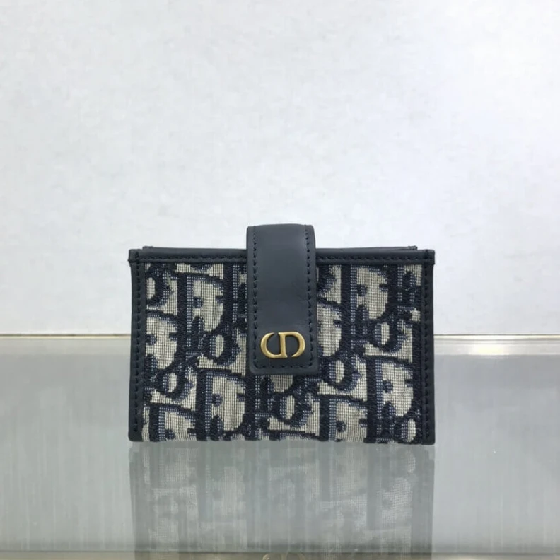 High quality replica bags The 30 Mon Dior 30 Montaigne 5-Gusset Card Holder Blue Oblique Jacquard