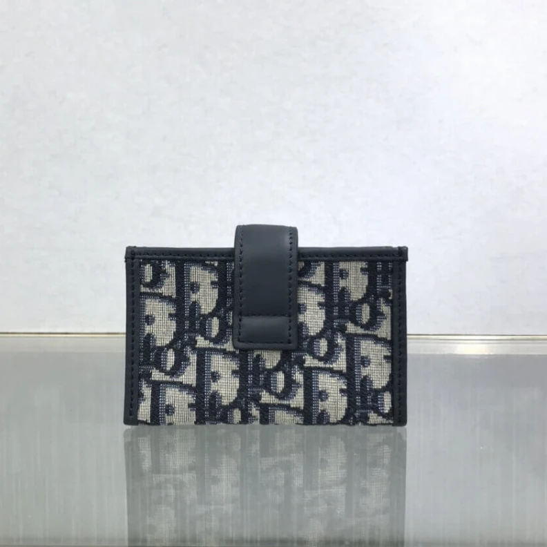 High quality replica bags The 30 Mon Dior 30 Montaigne 5-Gusset Card Holder Blue Oblique Jacquard